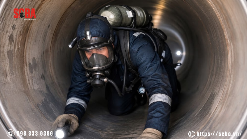 Ứng dụng SCBA confined space trong hầm kín