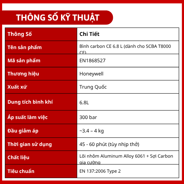 Bình carbon CE 6.8 L