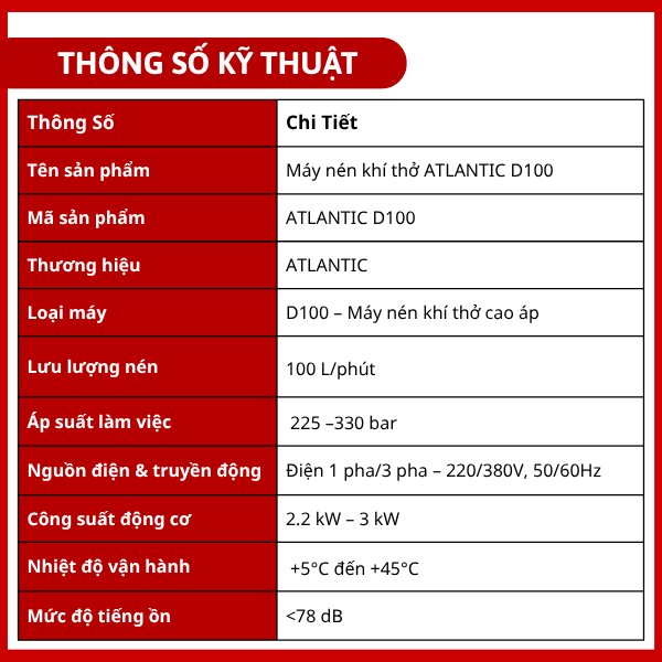 Máy nén khí thở ATLANTIC D100