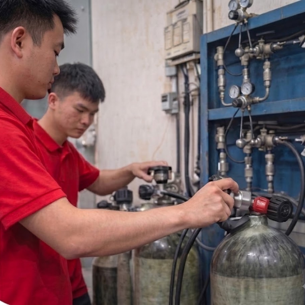 Bước 3: Tiến hành nạp khí